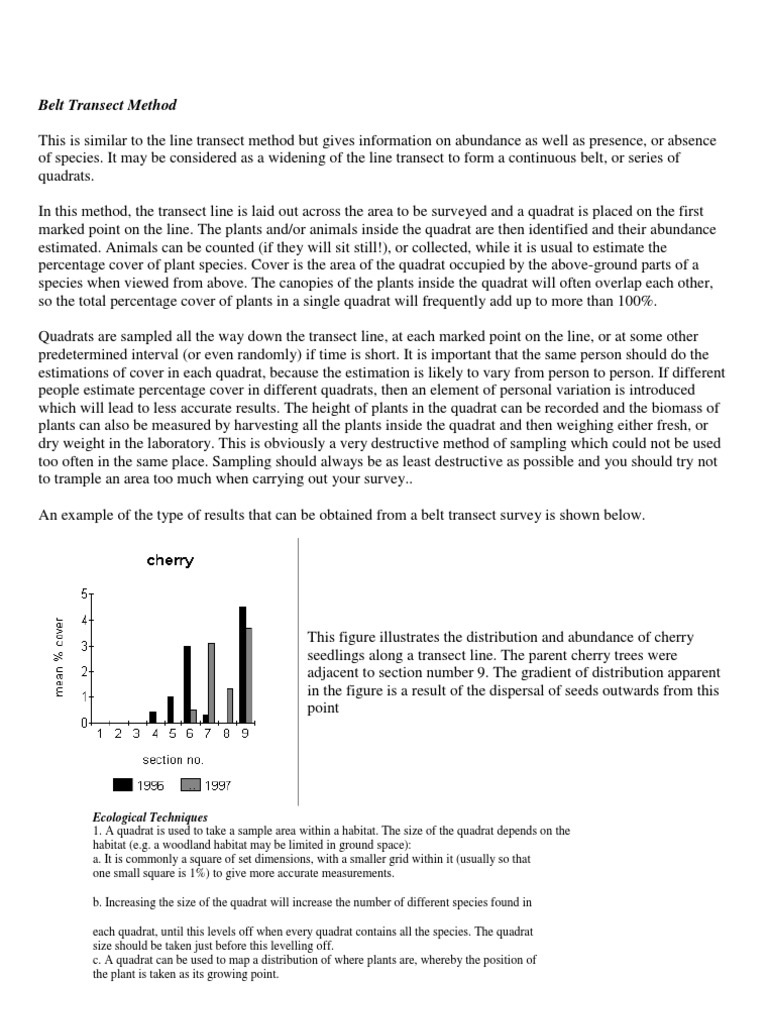 Belt Transect Method Chi Squared Test Correlation And Dependence