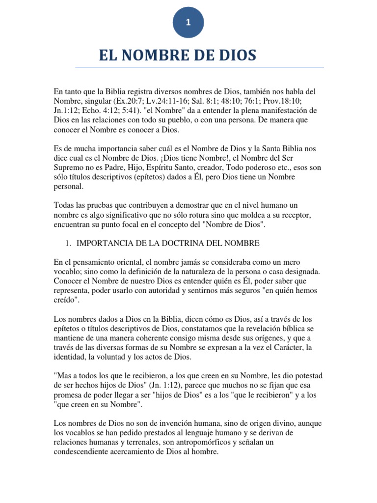 El Nombre De Dios