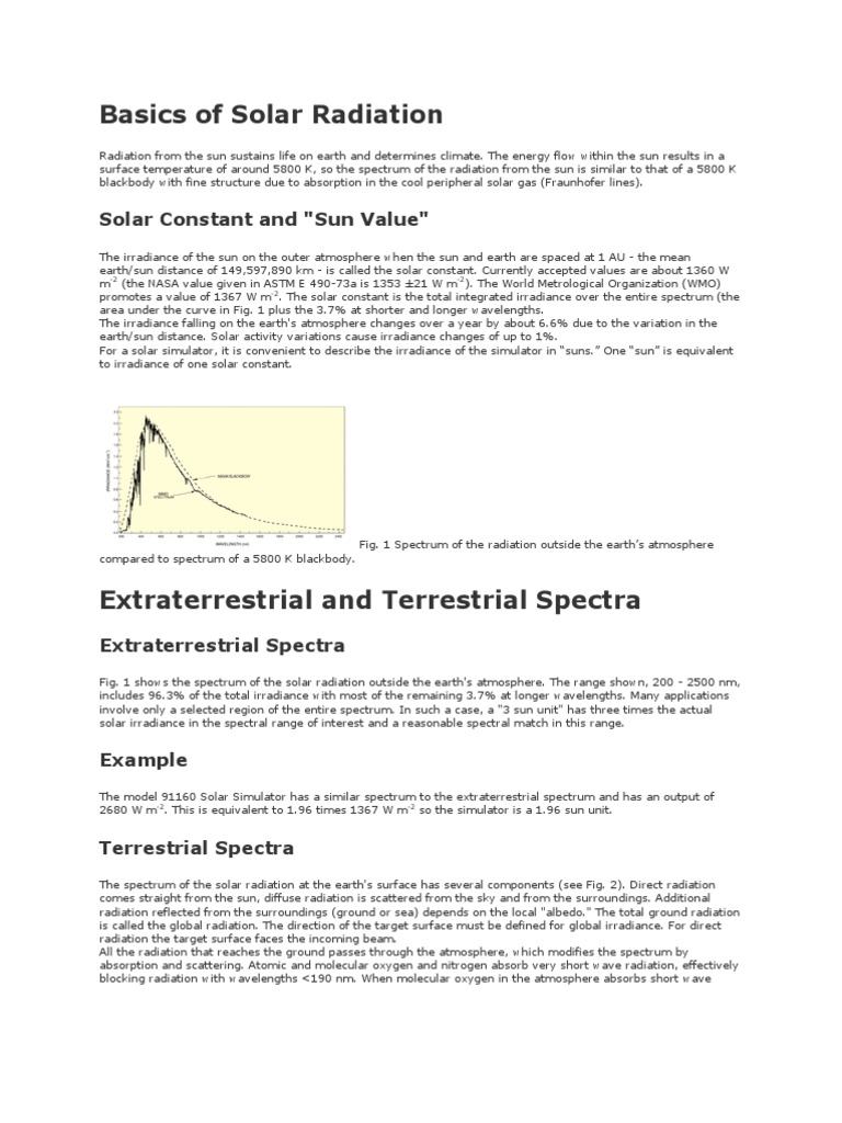 Understanding Solar Radiation Spectrum | PDF | Teaching Methods & Materials