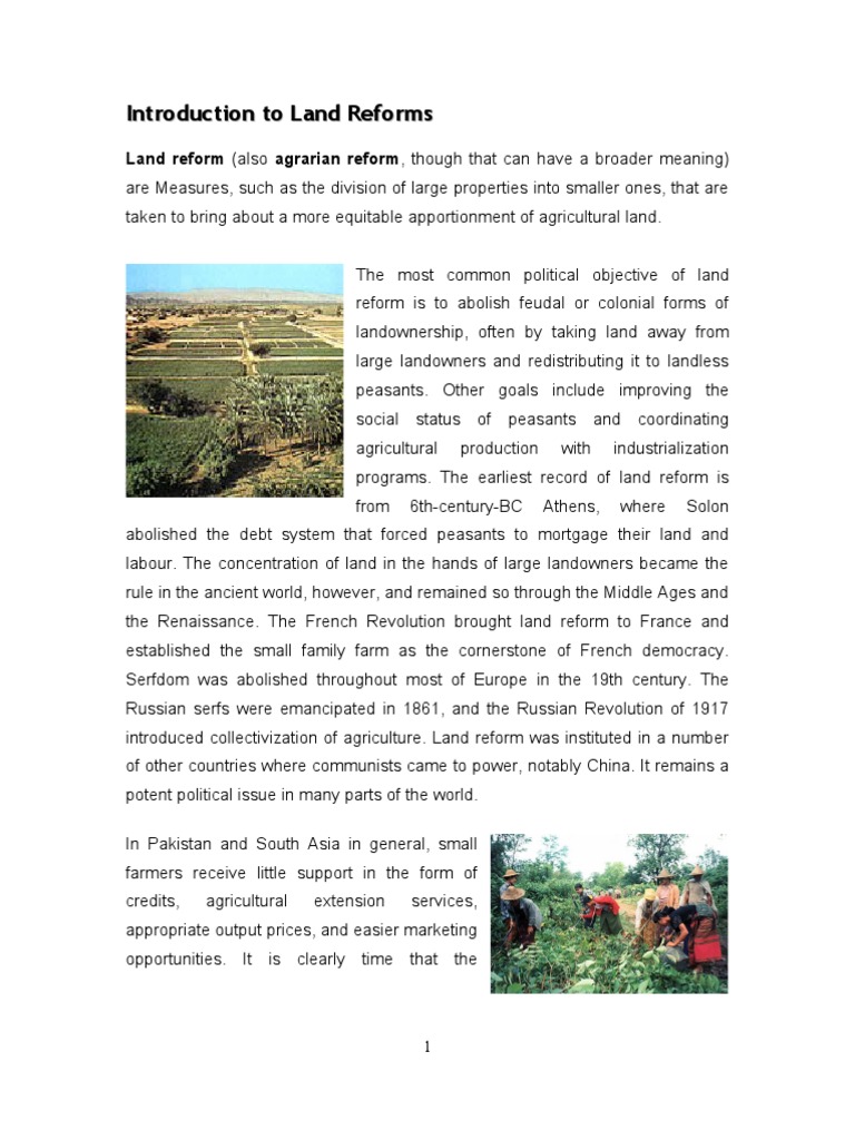 Land Reforms in Pakistan: A Critical Review | PDF | Land Reform | Peasant
