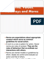 Norms, Values, Folkways and Mores