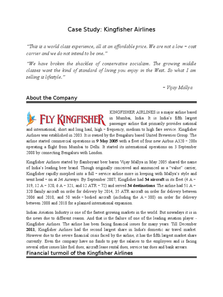 case study on kingfisher airlines