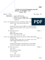 Fourth Semester of Three Year LL.B. Examination, June 2011 Optional - Ii: Banking Law (Course - III)
