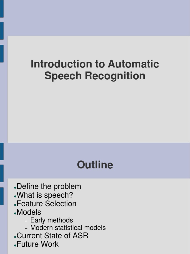 Overview of Automatic Speech Recognition | PDF | Speech Recognition ...