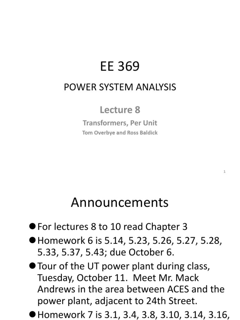 Transformers and Per Unit Analysis | PDF | Transformer | Electrical ...