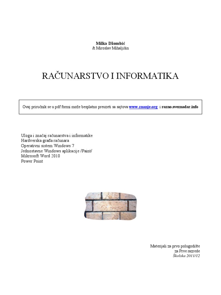 Racunarstvo Iinformatika 1 | PDF