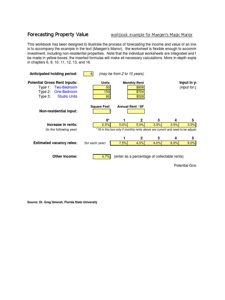 Property Value Forecasting Workbook | PDF | Discounted Cash Flow ...