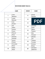 Rotation Sheet (Rle 4) : Order Name Order Name