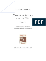 Commentaires Sur La Vie, Tome 1 Par J. Krishnamurti