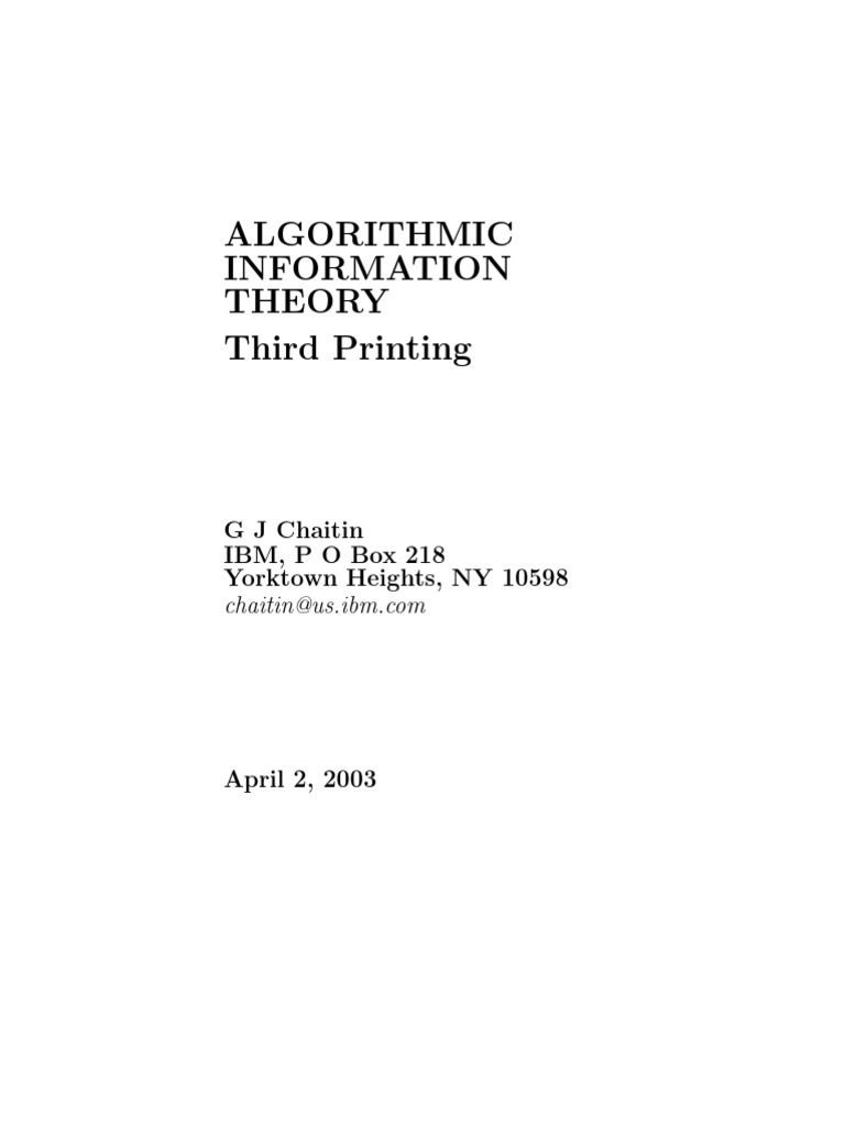 Algorithmic Information Theory | PDF | Alan Turing | Books
