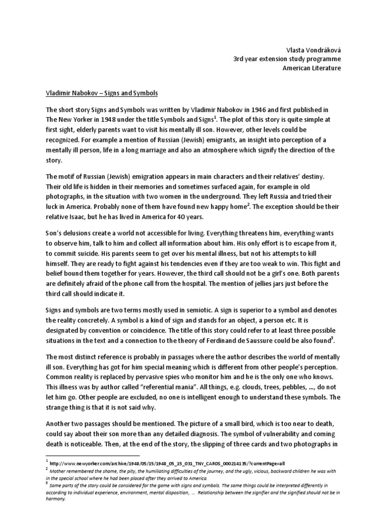 Vladimir Nabokov Signs and Symbols PDF Vladimir Nabokov Symbols