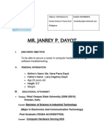 Mr. Janrey P. Dayot: Iii - Educational Attianment