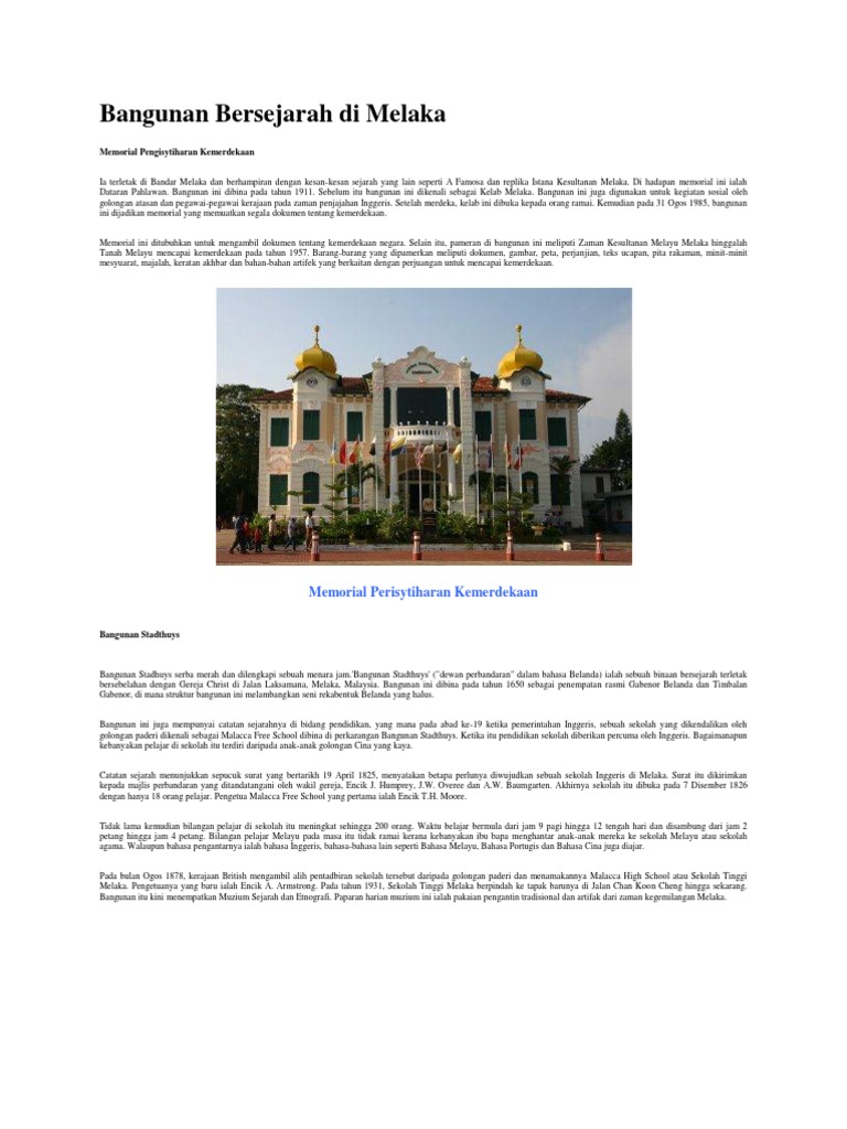 Bangunan Bersejarah Di Melaka  PDF