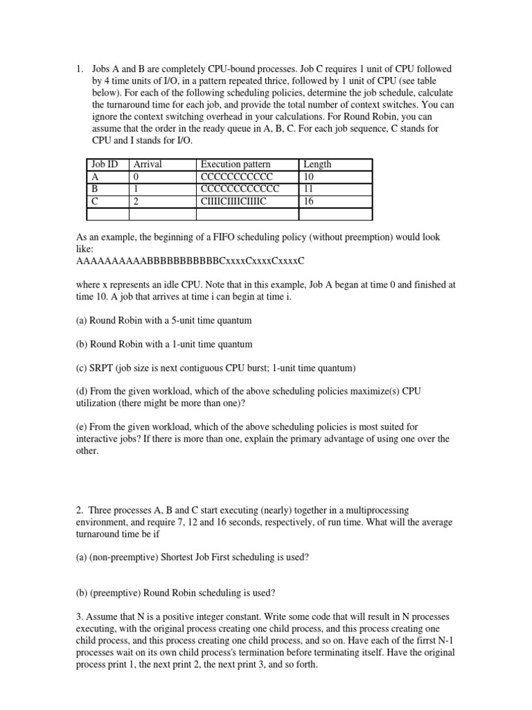 CPU-bound and I/O-bound job scheduling policies and context switches ...