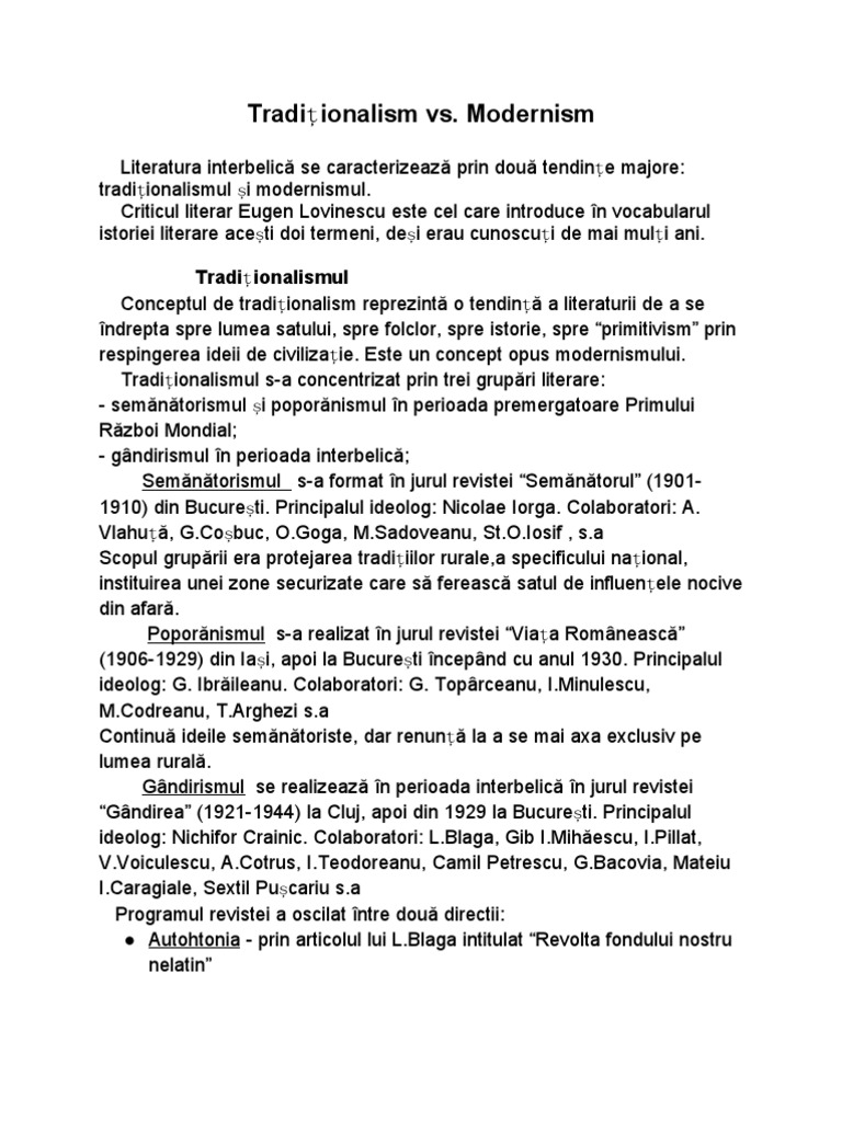 Traditionalism vs Modernism