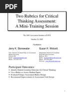 Rubrics For Critical Thinking Assessment