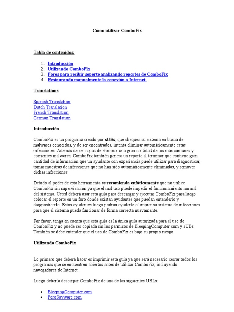 Cómo Utilizar ComboFix | PDF