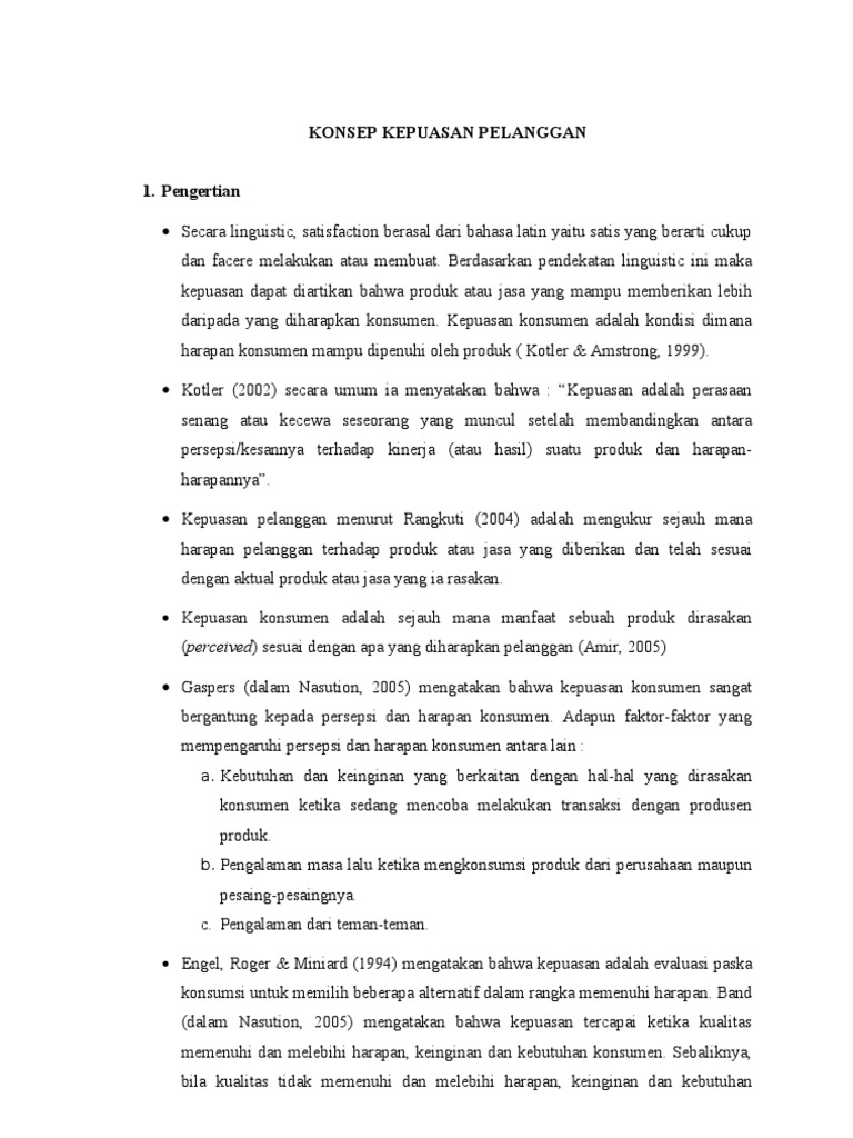 Doc Data Bab 2 Konsep Kepuasan Pelanggan Chandra Pramana Academia Edu