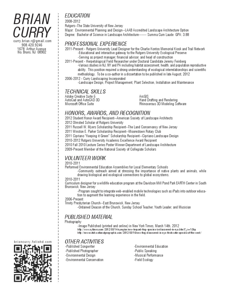 Brian Curry Resume PDF Landscape - 1703838297