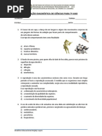 Avaliação Diagnostica de Ciências para 7 ano