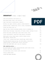 Veludo Breakfast Menu