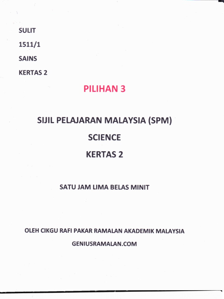 SPM Science Paper 2 Exam Guide | PDF