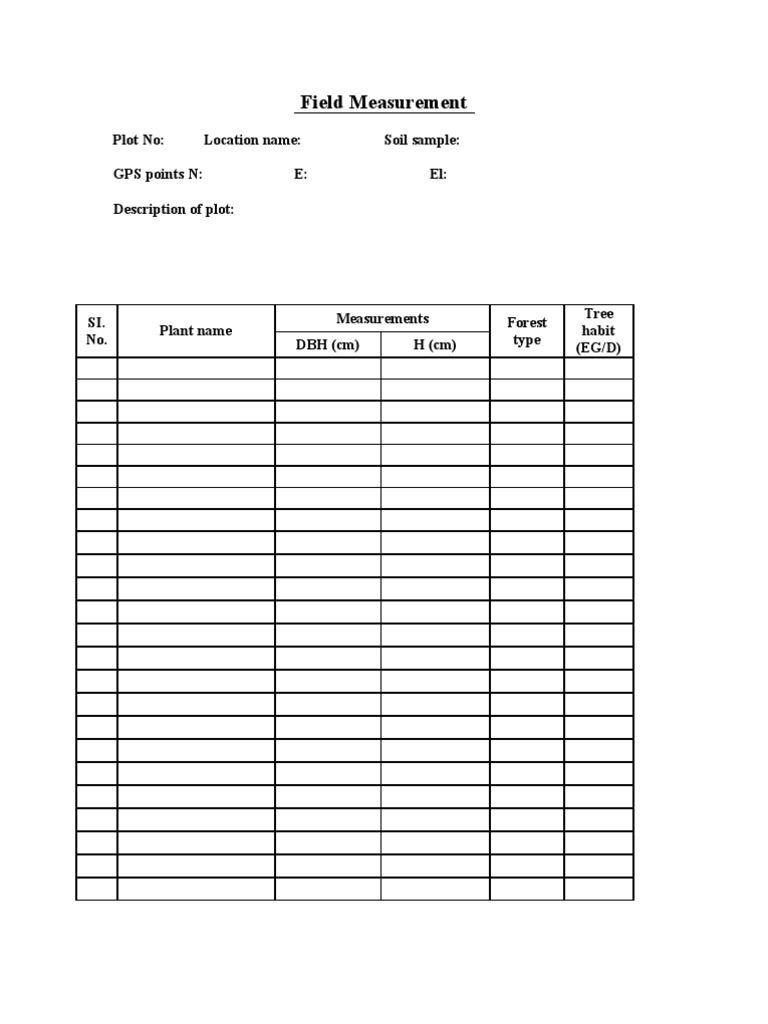 Field Measurement Data for Trees | PDF
