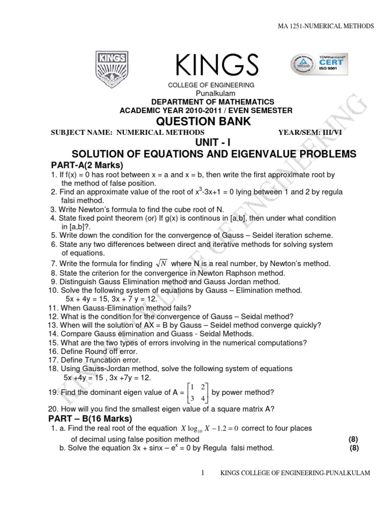 NMS Question Bank | PDF | Interpolation | Applied Mathematics
