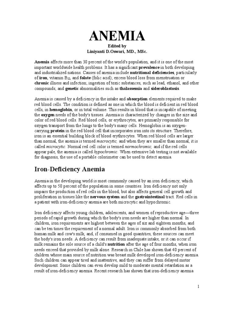 Anemia PDF Anemia Folic Acid