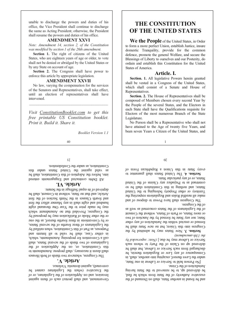 Constitution Booklet | Presidents Of The United States | United States ...