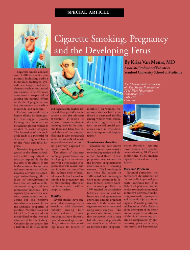 Cigarette Smoking , Pregnancy and the Development Fetus Prenatal