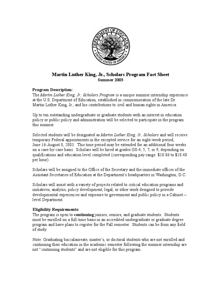 Martin Luther King Jr. Scholars Program | PDF | Social Science