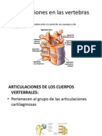 Articulaciones y ligamentos en las vértebras