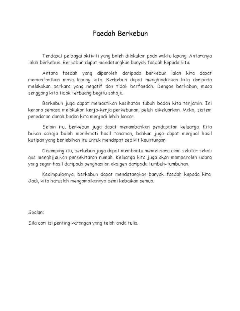 Karangan Faedah Berkebun Pdf