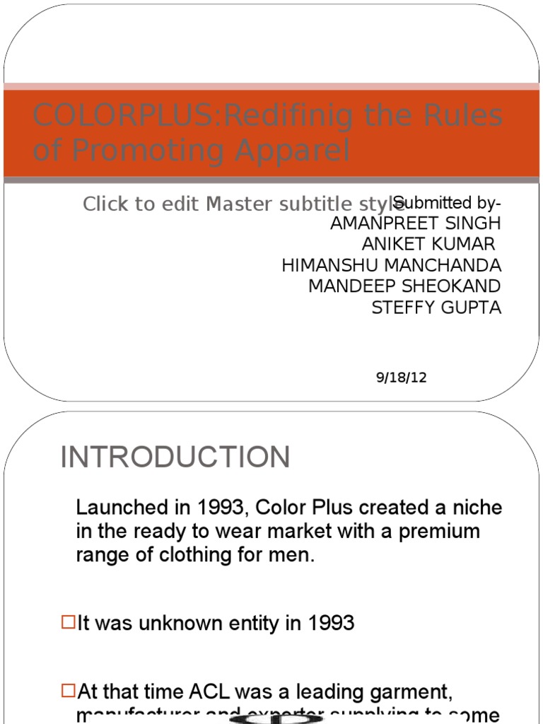 ColorPlus: Premium Apparel Brand Overview | PDF | Brand | Marketing ...