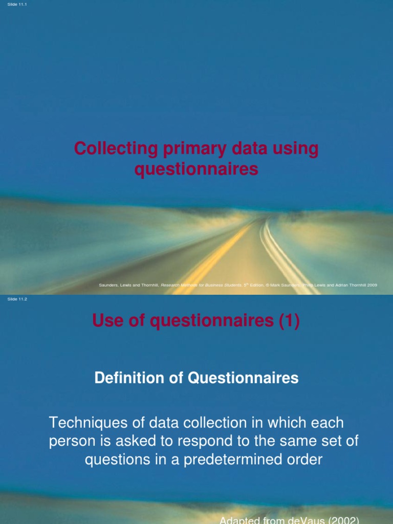 Collecting Primary Data Questionnaire PDF Questionnaire Question
