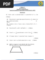 Class: X Mathematics Chapter: Trigonometry Questions: Questions Based On "High Order Thinking Skills" HOTS