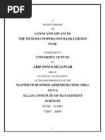 Study on Loans & Advances at Muslim Co-Operative Bank by Arif Mujawar
