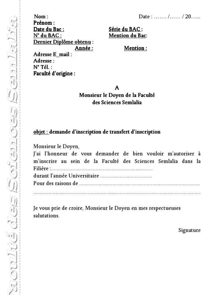 Demande Transfert Pdf