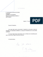 Carta de renuncia de Esperanza Aguirre