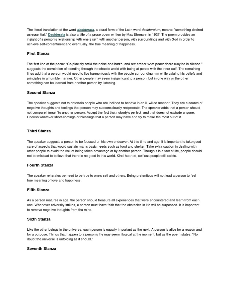 Desiderata Meaning Happiness & SelfHelp Psychology & Cognitive Science