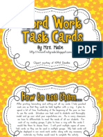 Word Work Task Cards Recording Sheets