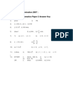 Preliminary Examination 2007: Additional Mathematics Paper 2 Answer Key