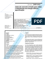 NBR 08451 - 1998 - Postes de Concreto Armado para Redes de Distribuição - Especificação
