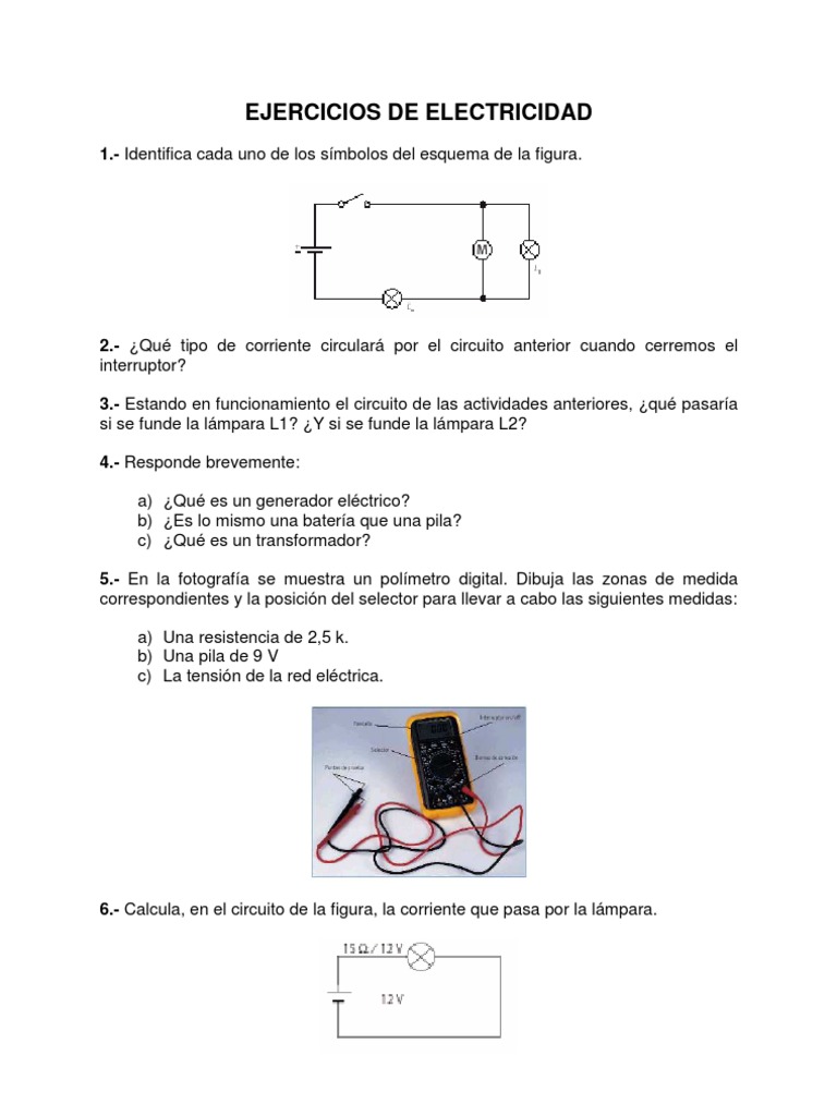 Ejercicios de Electricidad | PDF | Resistencia Eléctrica y Conductancia ...
