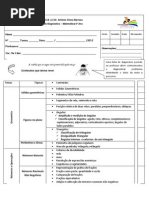 Ficha de Diagnóstico - matemática -  6ºano