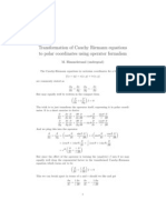 Transformation of Cauchy-Riemann Equations To Polar Coordinates Using Operator Formalism