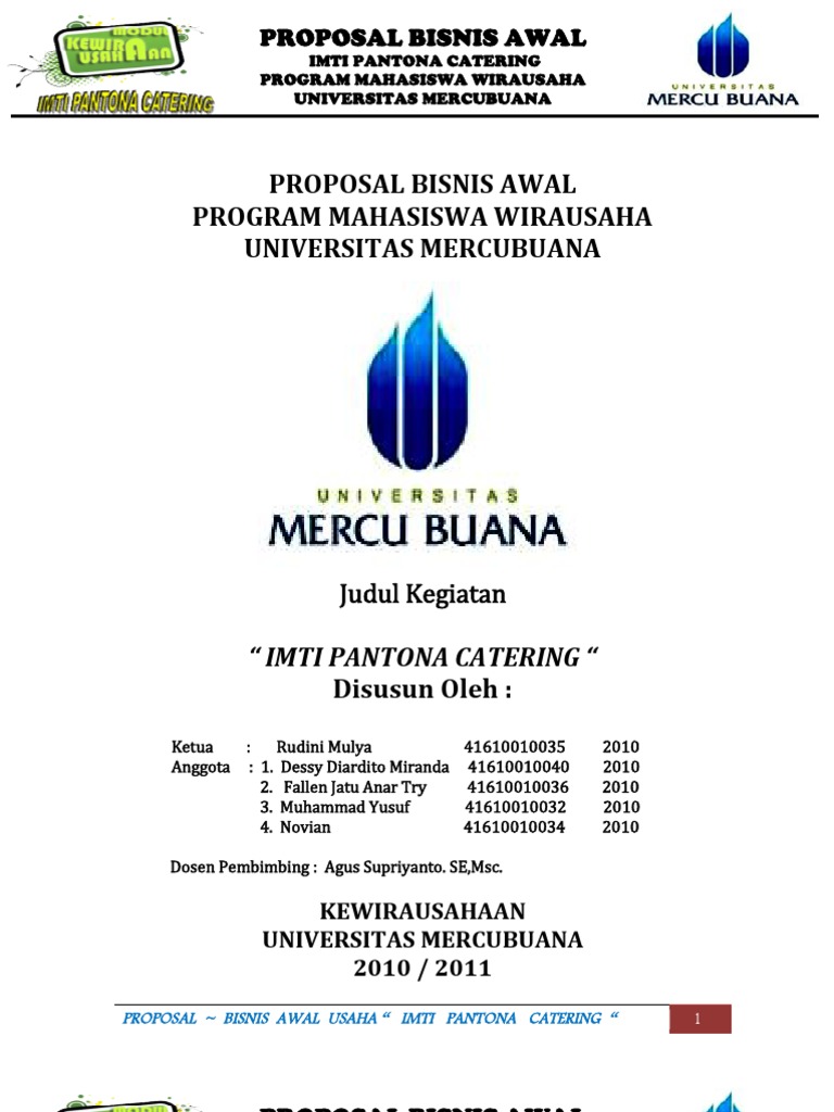 Contoh Proposal Bisnis Kewirausahaan MahasiswaRudini, DKK