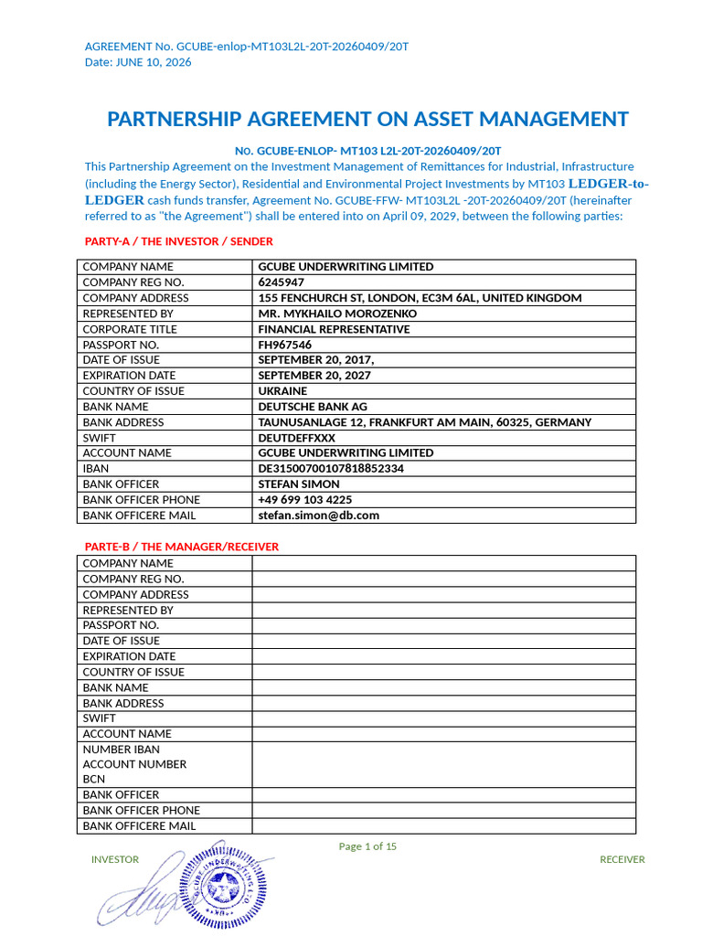 MT103L2L 20T Gcube-20t.20260622 | PDF | Investing | Investor