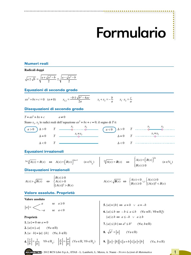 Formulario Matematica | PDF